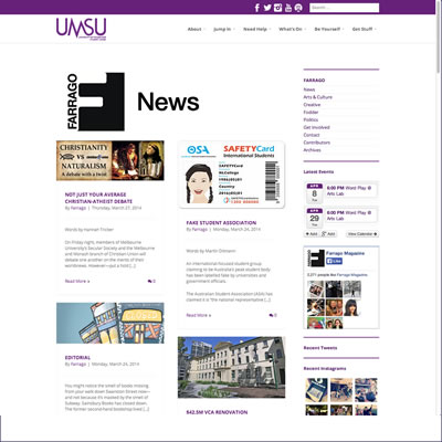 Website Design & Development : Melbourne Uni Student Union