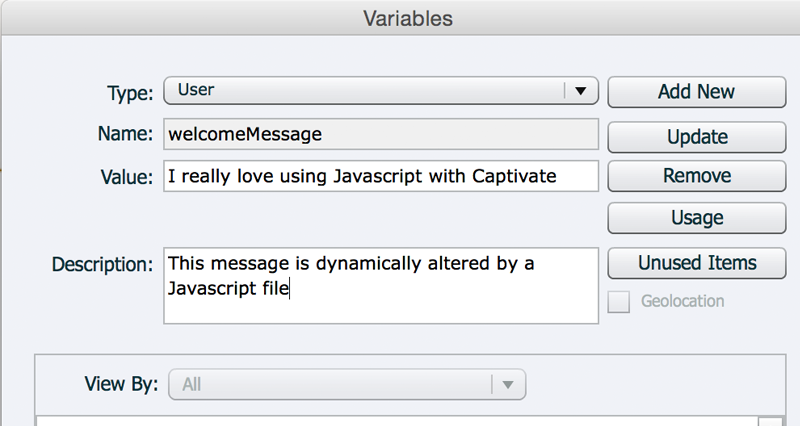 Using Javascript in Captivate User Variables