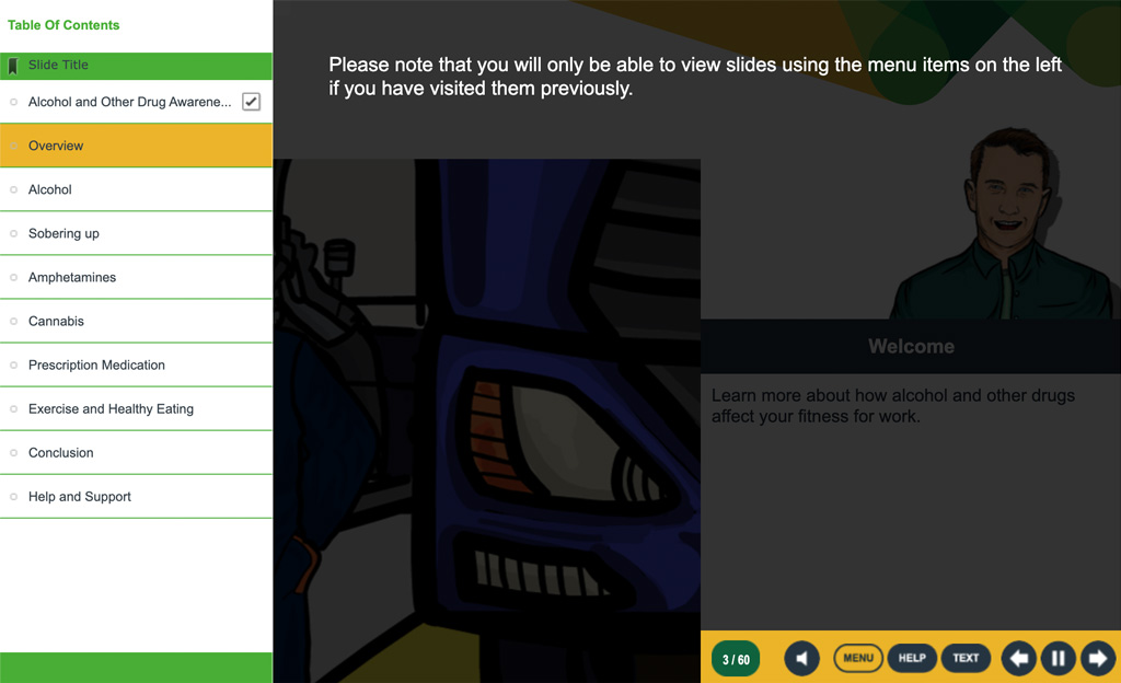 Alcohol and drug awareness e-learning